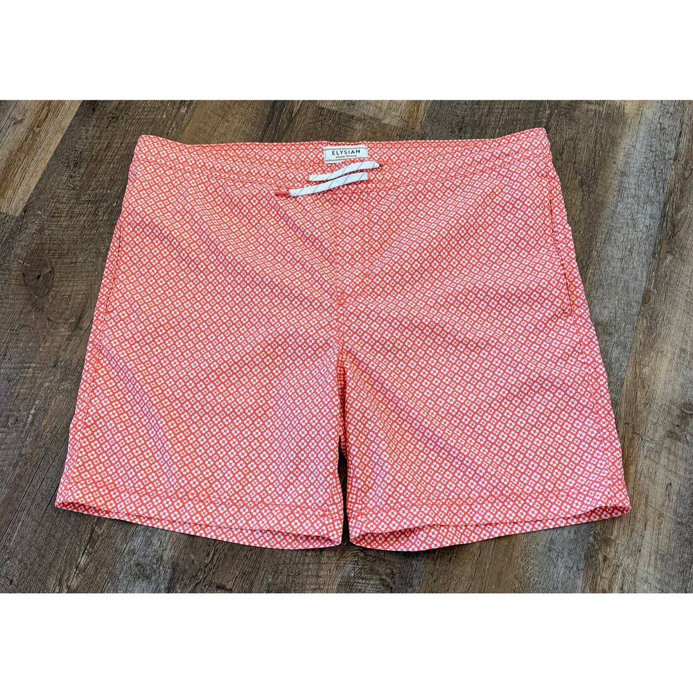 Elysian Coral Geometric Swim Trunks Medium